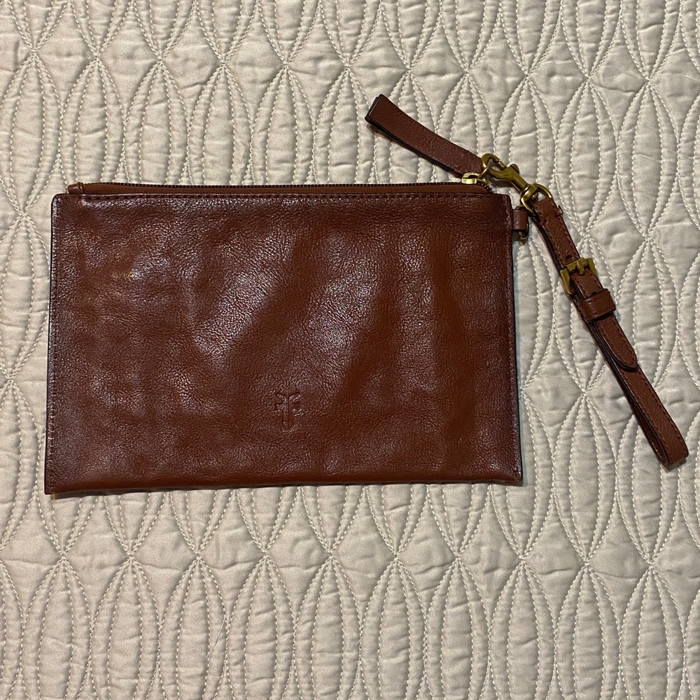 Frye Brown Leather Clutch Wristlet